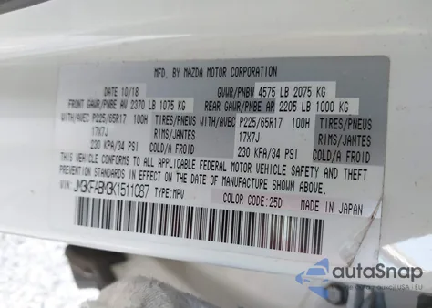 2019 Mazda Cx-5 Sport из США, поврежденный, VIN JM3KFABM3K1511087